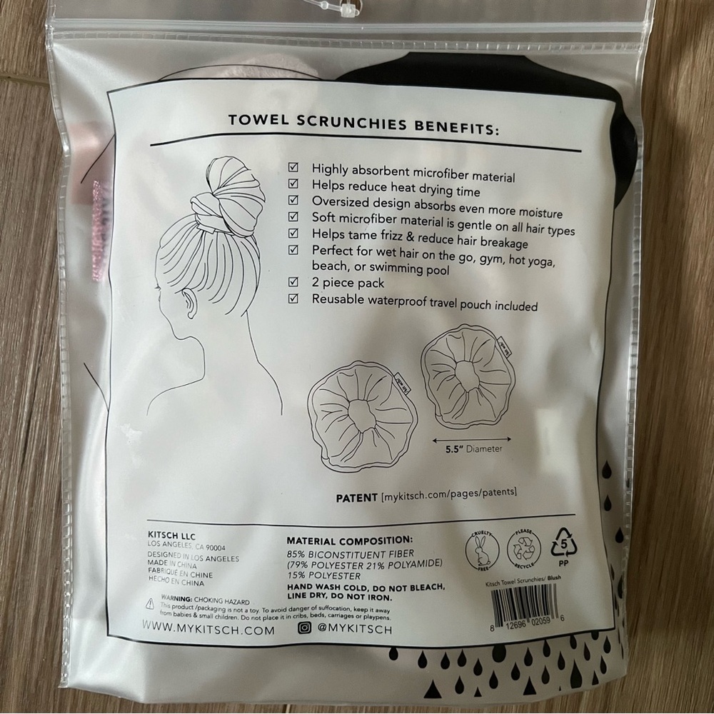 KITSCH - NWT - Microfiber Towel Scrunchies - Blush - Picture 3 of 5